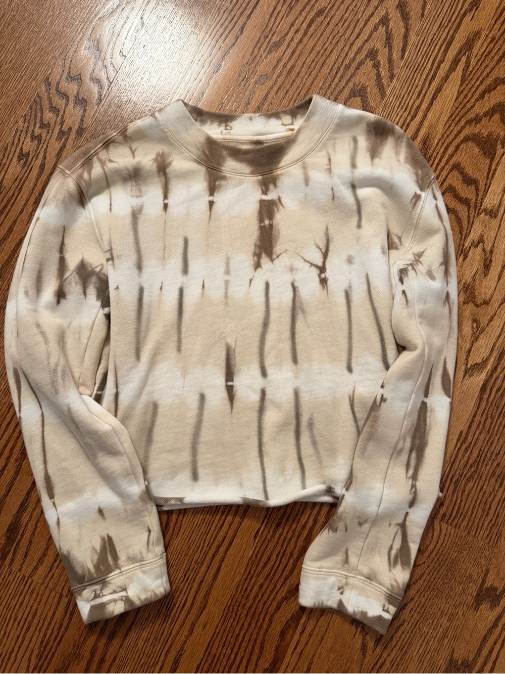 Joe’s Tie-Dye Cropped Crewneck Sweatshirt - Neutral Beige, Sz XS